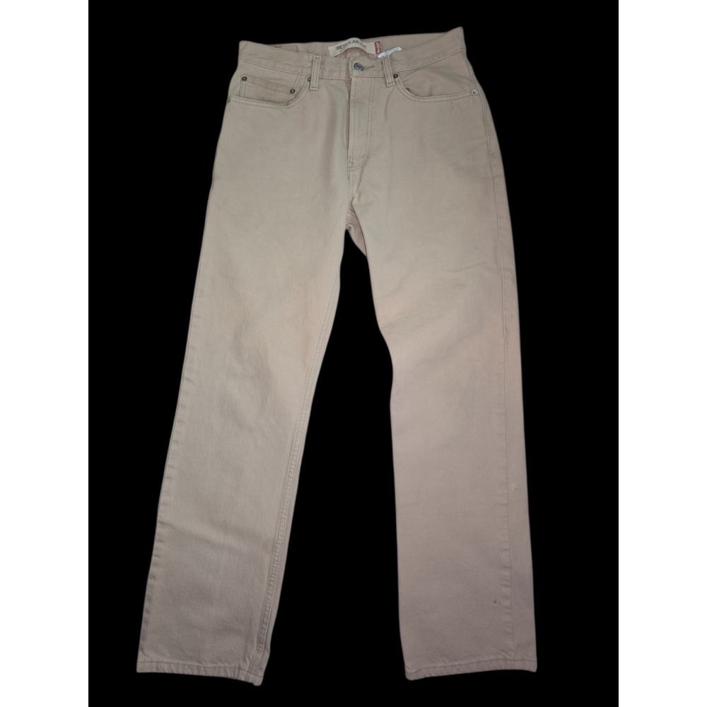 Levis 505 Regular Fit Jeans Mens 32x32 Tan Khaki Straight Leg Cotton Denim Pants